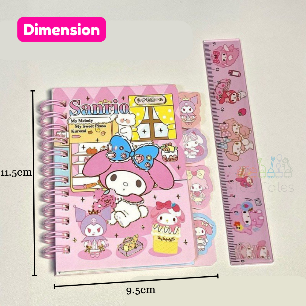 Toytales 🍭 Sanrio Stationery Notebook Cute 🍭 Cinnamoroll Kuromi Hardcover Spiral Lined Buku Nota 9689