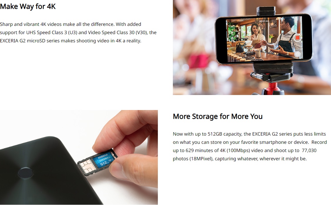 Kioxia Exceria G2 MicroSD Memory Card | 5 Years Warranty | Class 10 ...