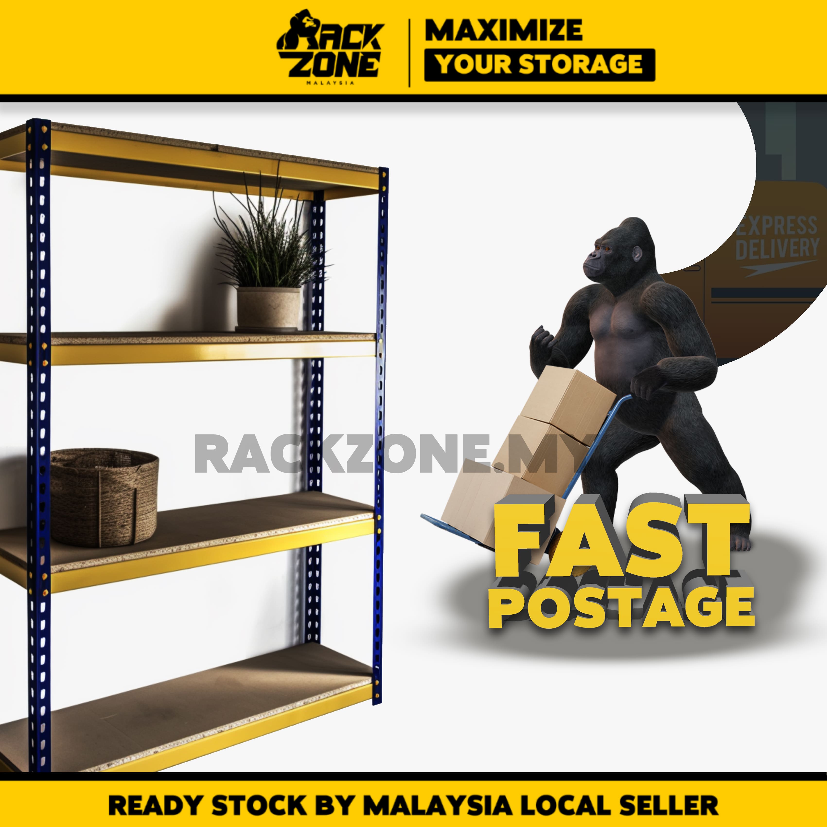 RACKZONE Heavy Duty Boltless Rack 4 level Rak Besi Bertingkat Rak Dapur ...