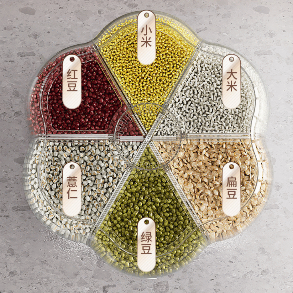 【READY STOCK】6 Grid Rotating Rice Dispenser Rice Storage Bucket Rice ...