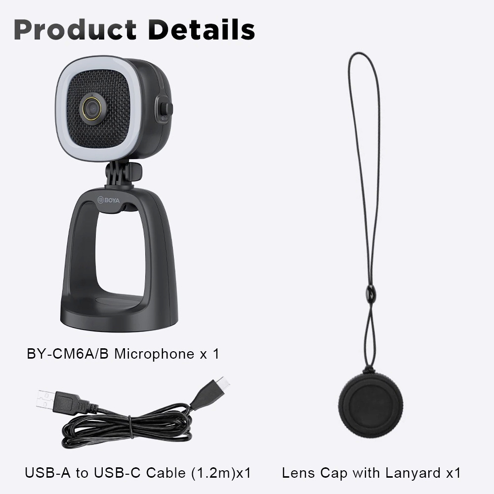 BOYA BY-CM6A/B Full HD 1080p 4K All In One USB Webcam Microphone Camera ...
