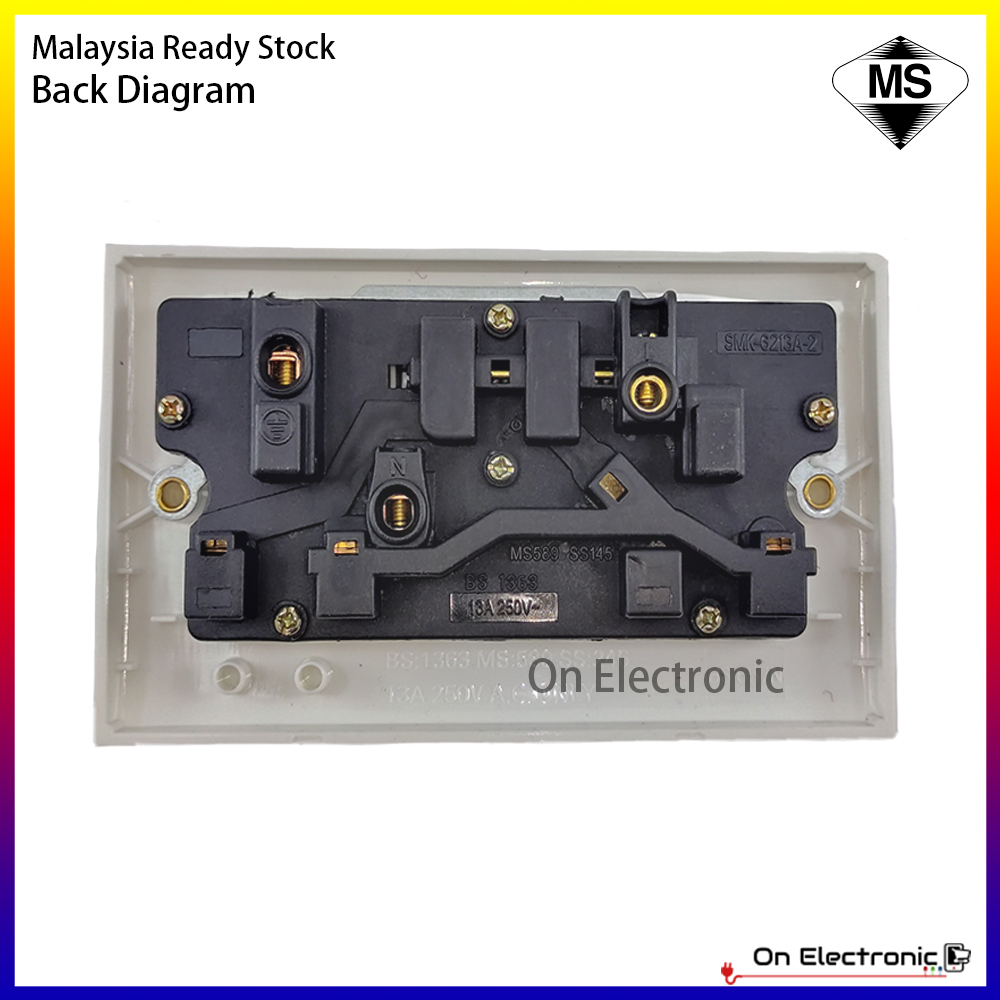 13A 2 Gang 3 Pin Switch Socket Wall Switch Socket With Sirim Approved 2 ...