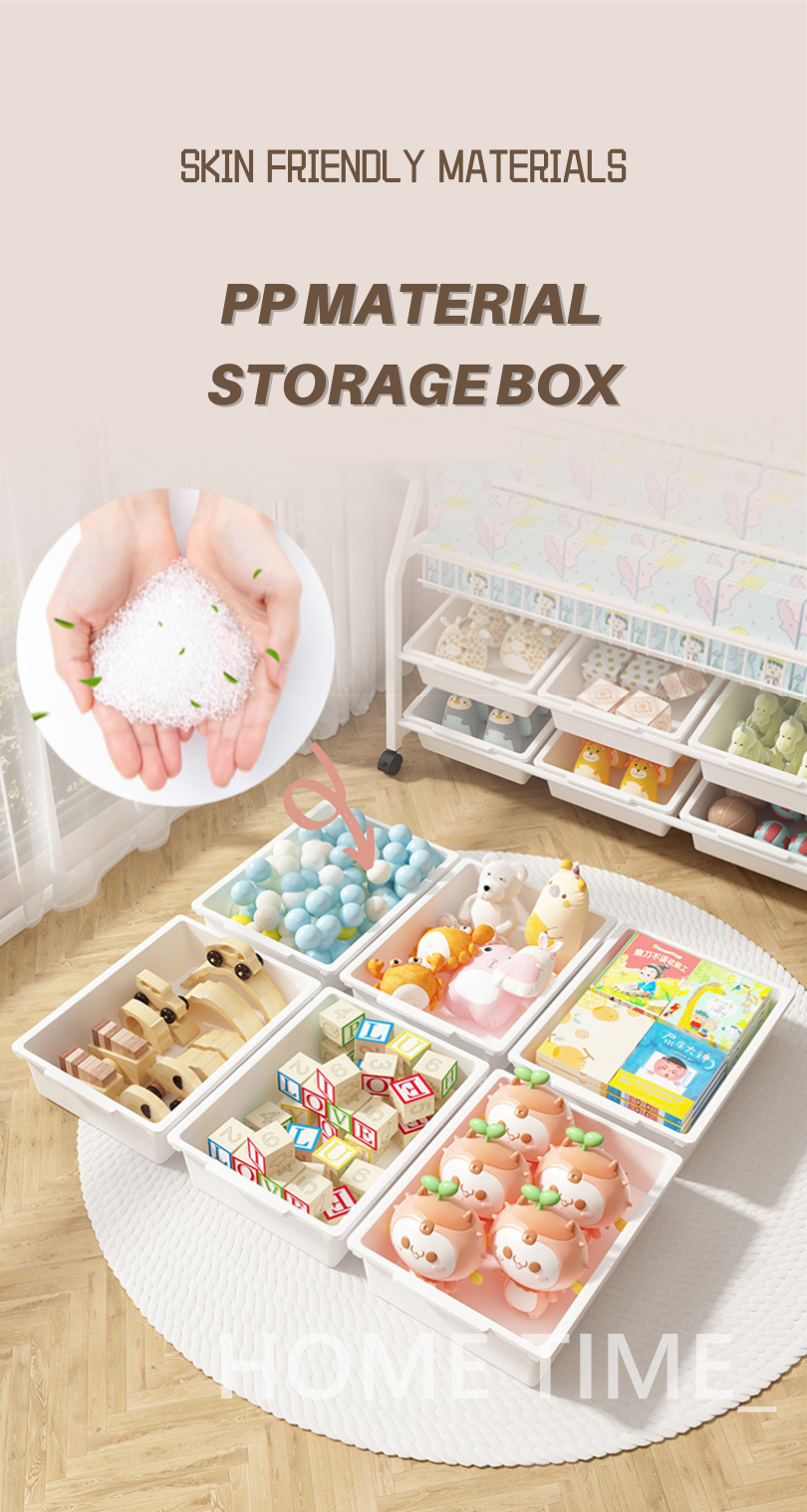 Children's Storage Box With Wheel Multipurpose Rack Book Shelf Rak Buku