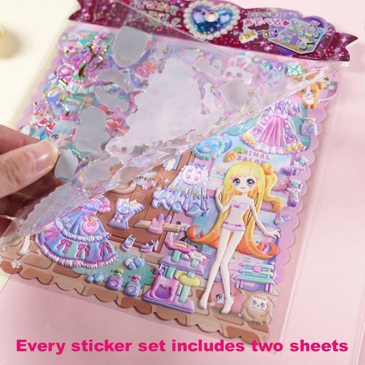 3D Scenes Puffy Dress Up Sticker Bubble Change Clothes Sticker ...
