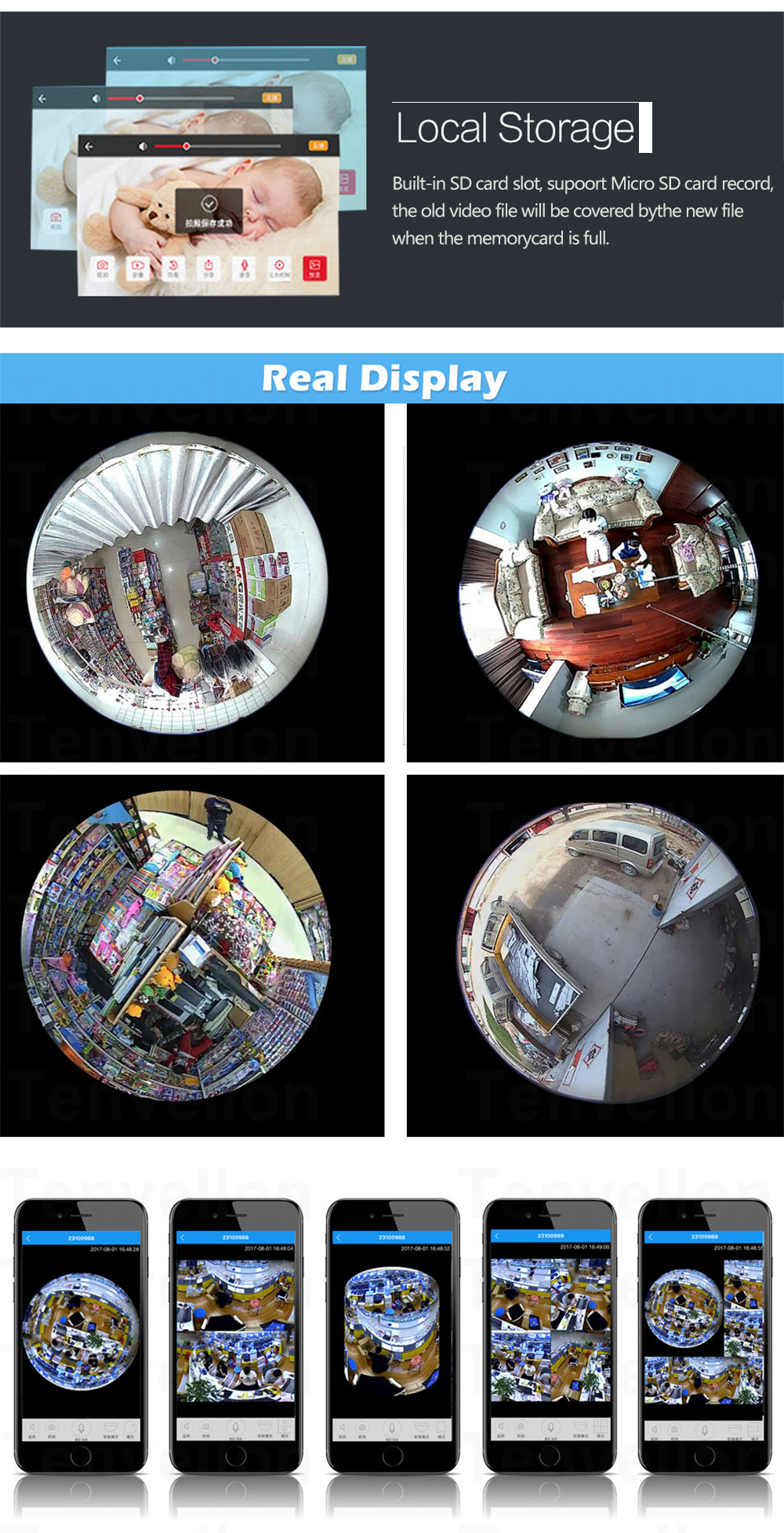 V380 PRO 3MP 1536x1536 High Resolution VR 360 Degree Panoramic Fisheye ...