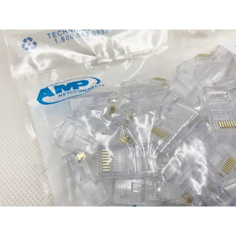 100pcs High Quality AMP RJ45 CAT5/CAT6 8P8C Modular Plug Connector ...