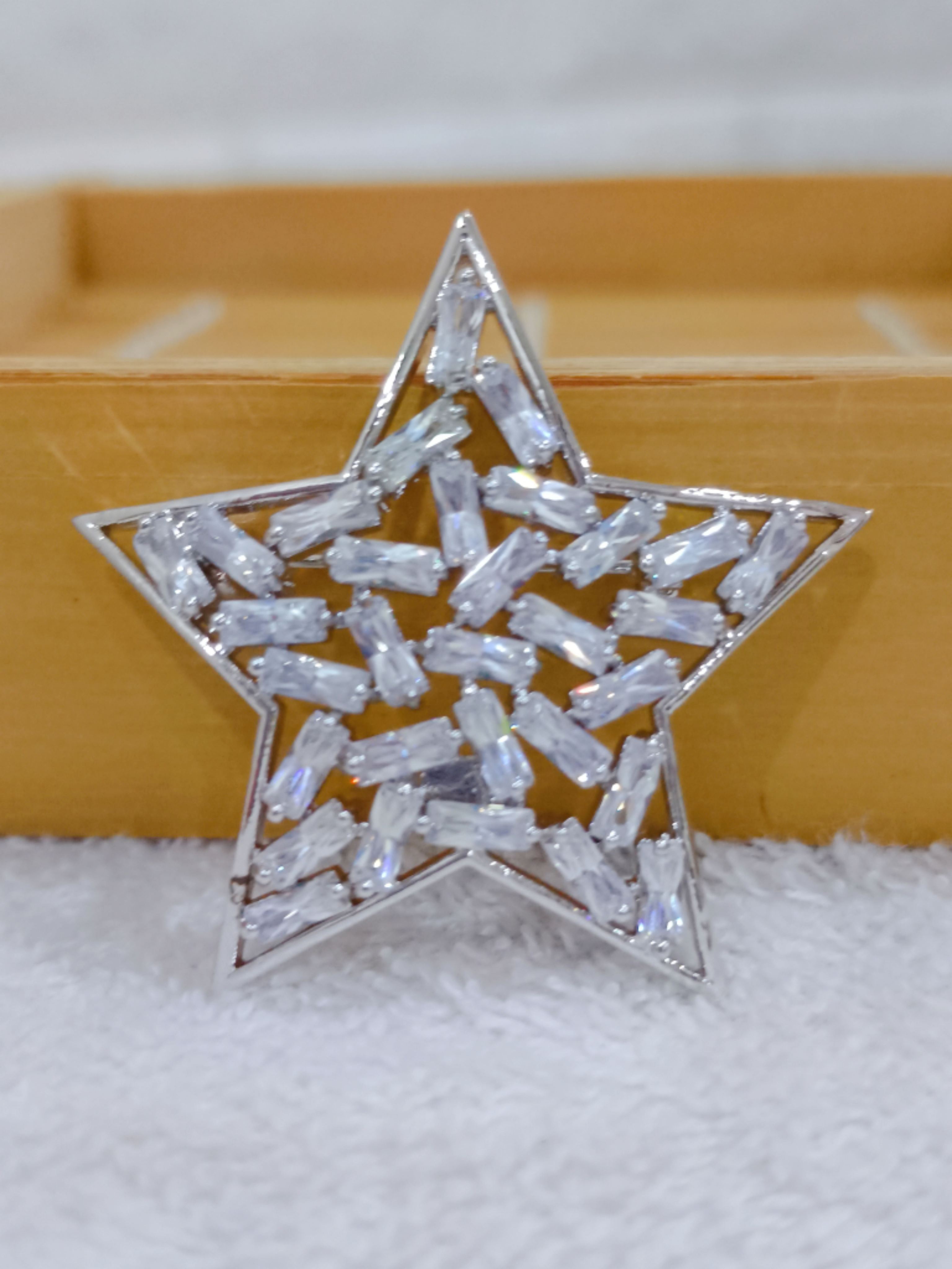 High Class ⭐ Silver Star Premium Pin Brooch Bintang Korean Kerongsang ...