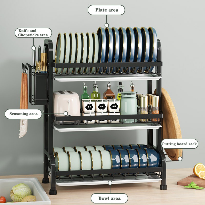 GSlife 2/3 Tiers🔥Recommend🔥 Kicthen Dish Drying Rack Rak Pinggan ...