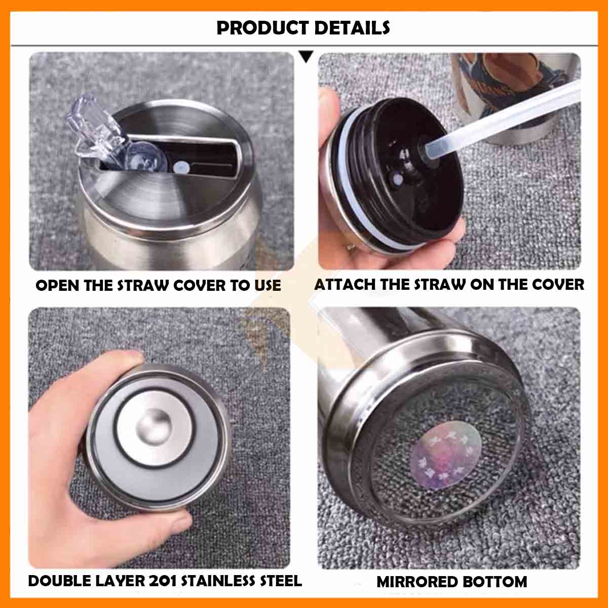 【K-Home】Coke Thermos Tumbler with Straw Thermal Flask 304 Stainless ...