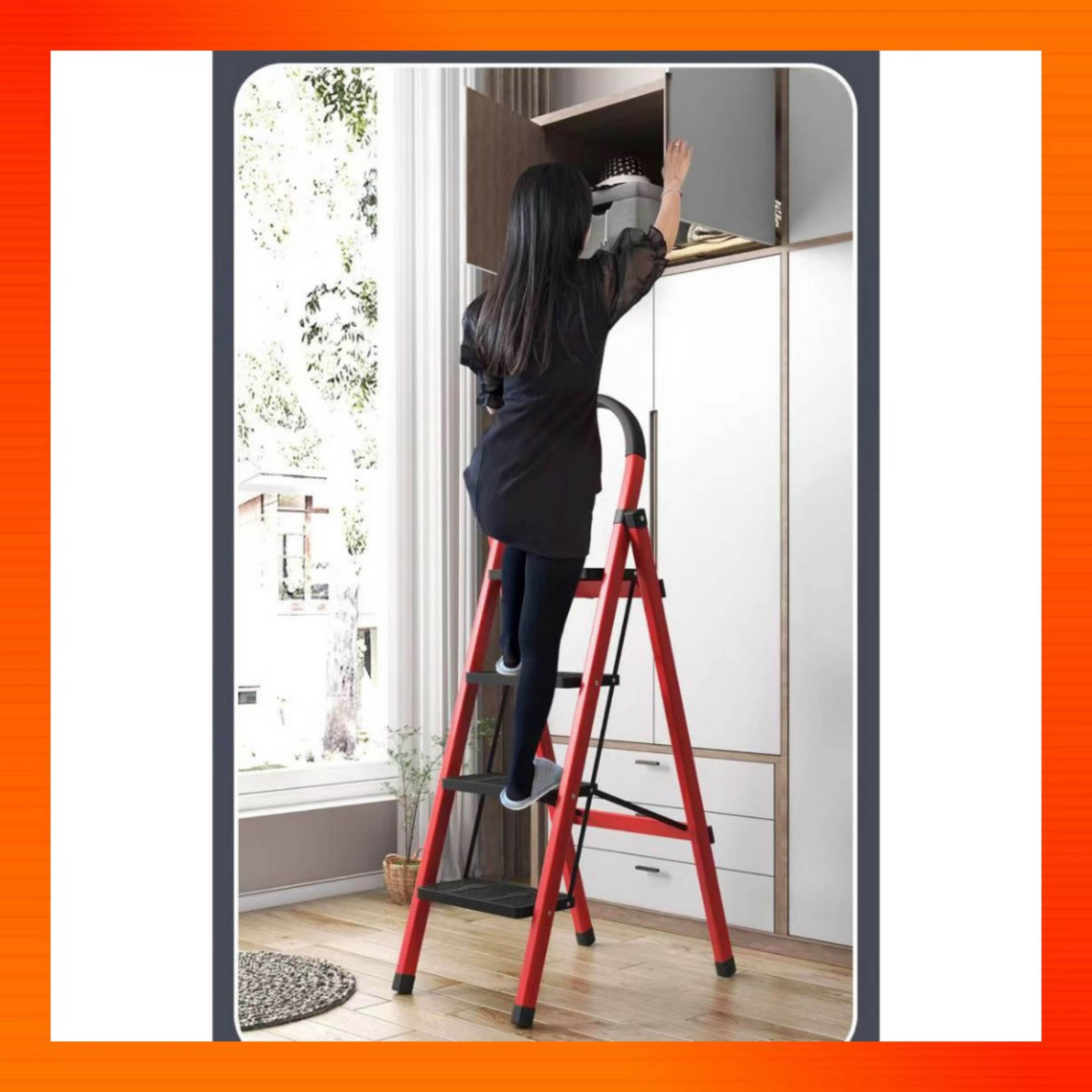STRONGMAN HEAVY DUTY INDOOR FOLDING LADDER 3 - 6 STEPS WITH HAND GRIP ...
