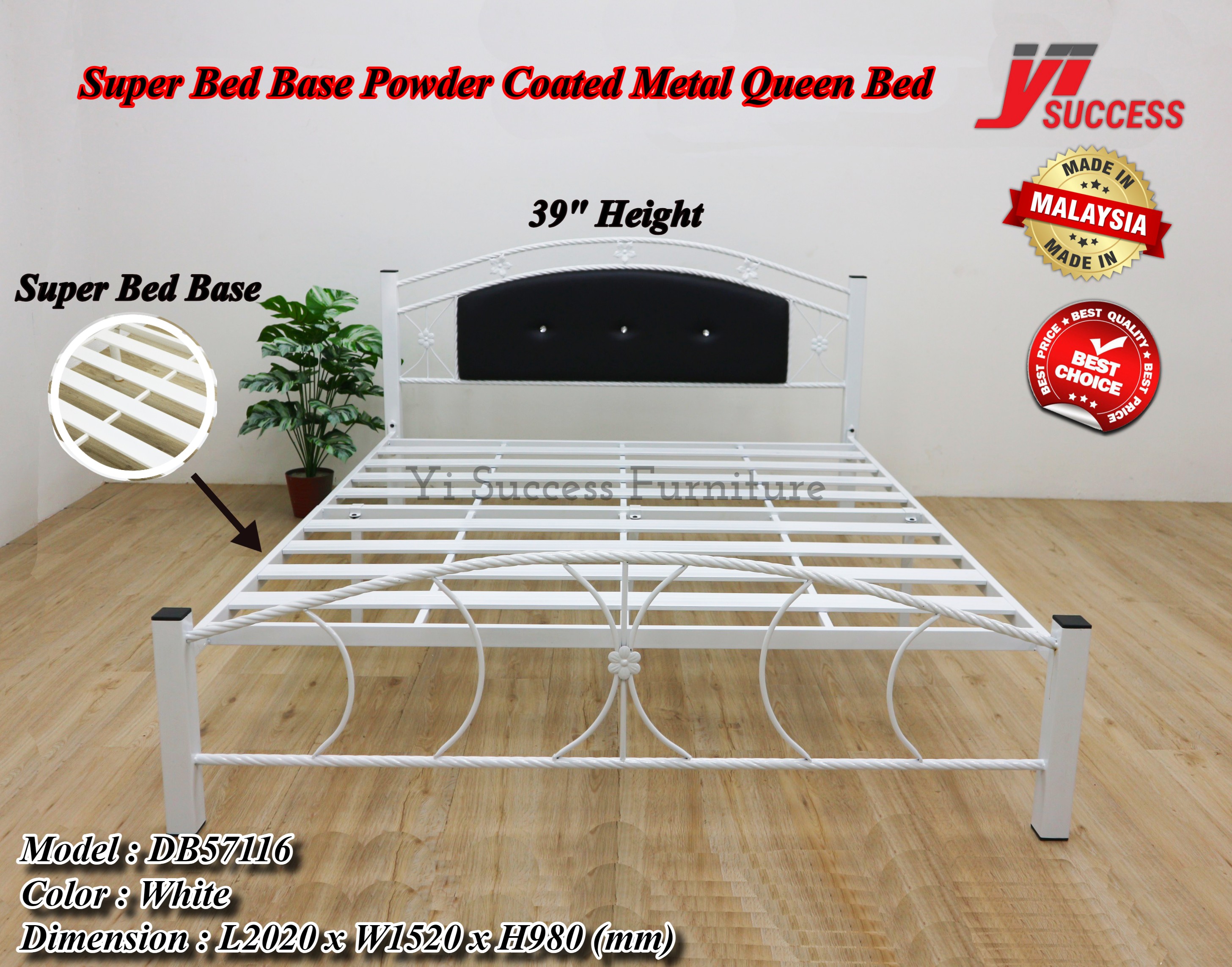 Yi Success Venice Super Bed Base Metal Queen Bed Frame / Powder Coated ...