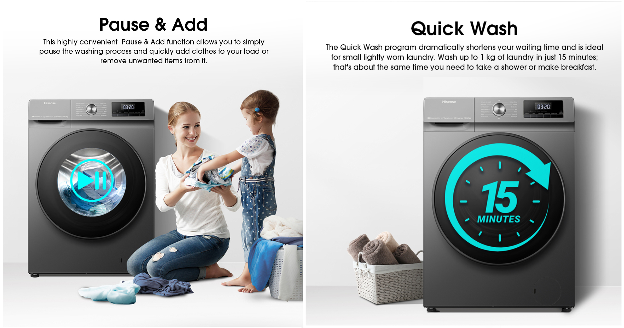 【Year End Promo + Free Shipping】Hisense 10.5kg/7kg,Inverter,Wifi,front