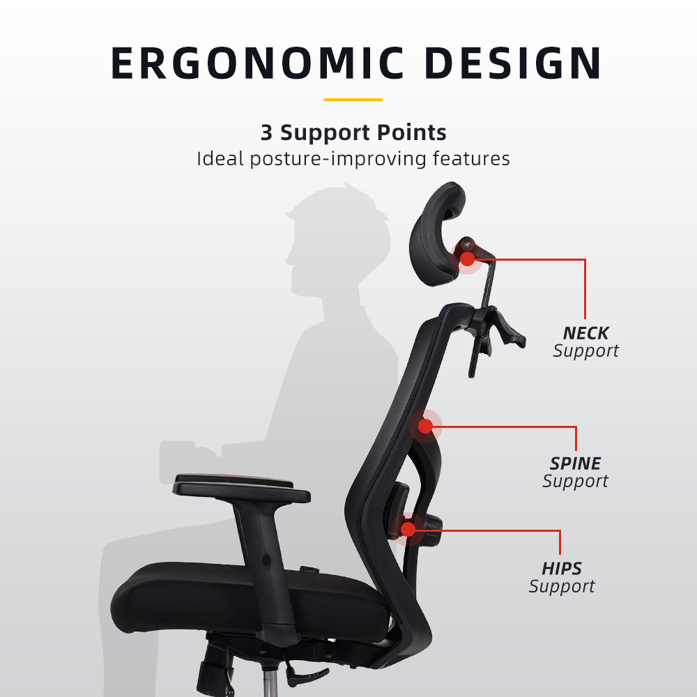 KitchenZ Lina Joy Office High Back Ergonomic Chair Black Shopee