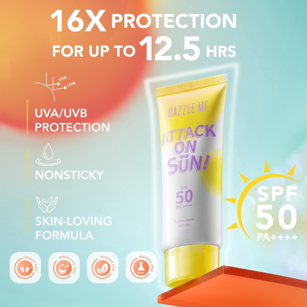 [MESTI BELI] DAZZLE ME Attack on Sun Sunscreen SPF50 PA ++++ UV Protect ...