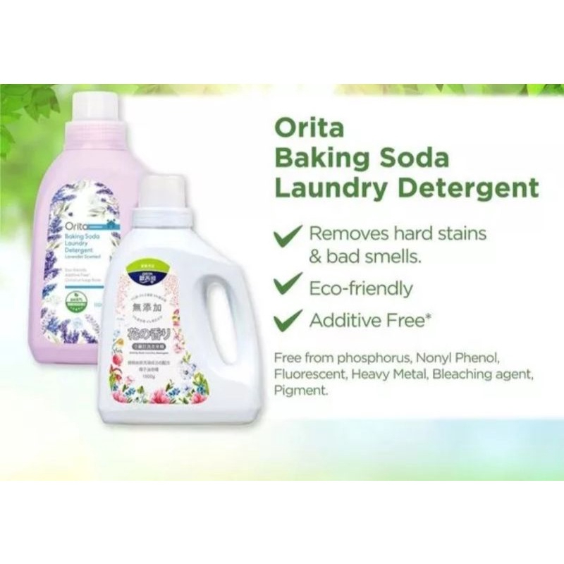 Orita Baking Soda Laundry Detergent 1.5kg Normal Rose Lavender Floral Anti Bacterial Refill