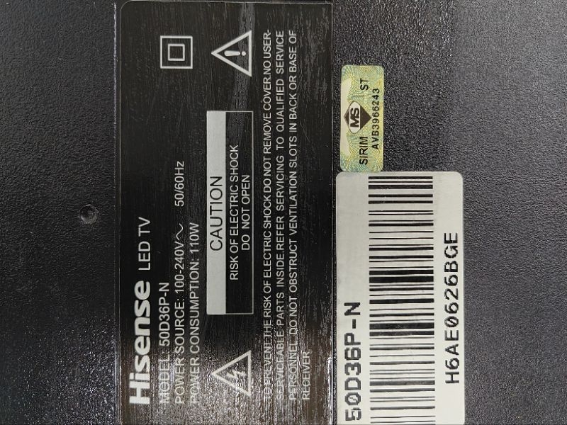hisense 50D36P-N LED TV Power Board Main Board speakersT-CON | Shopee ...