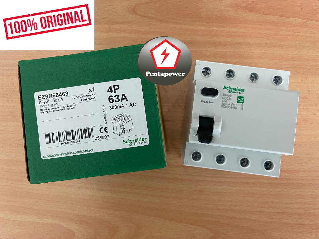 SCHNEIDER EZ9R66463 RCCB ELCB EASY9 4 POLES 63AMP 300MA | Shopee Malaysia