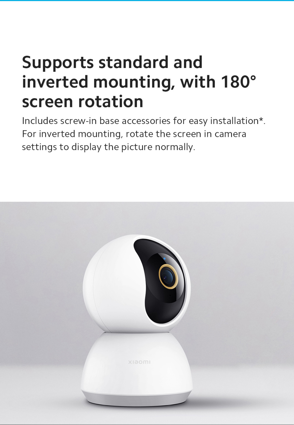  Xiaomi Smart Camera C300, 2K Clarity, 360° Vision, AI Human  Detection, F1.4 Large Aperture and 6P Lens, Enhanced Color Night Vision in  Low Light, Full Encryption for Privacy Protection, White 