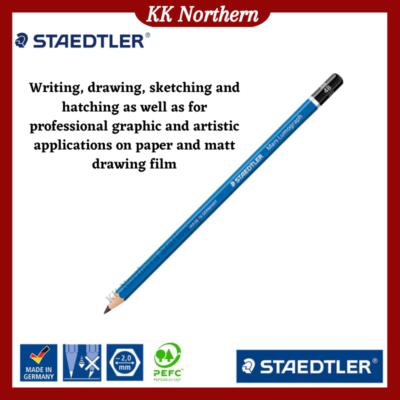 Staedtler Mars Lumograph Pencil 100 9B 8B 7B 6B 5B 4B 3B 2B B F HB H 2H ...