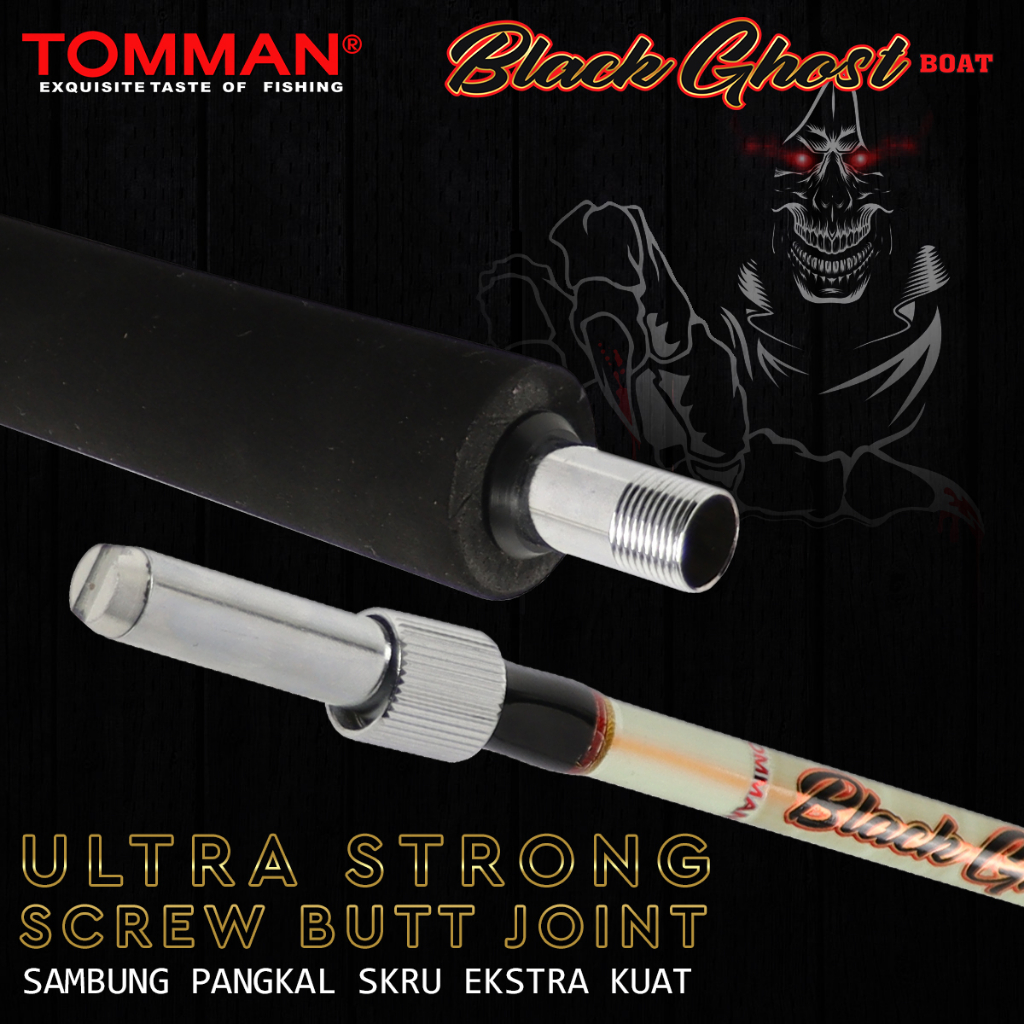 Tomman Black Ghost Boat Rod Fishing Rod (Butt Joint) Spinning Trolling  (Maxdrag 12kg-15kg)