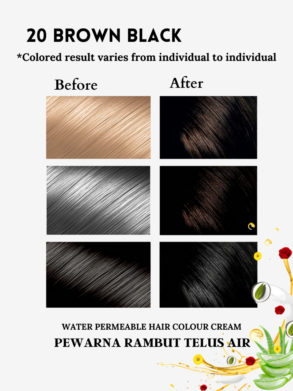 Quick Touch 1 Minit Pewarna Rambut 20 Coklat Hitam | 1 Minute Brown ...