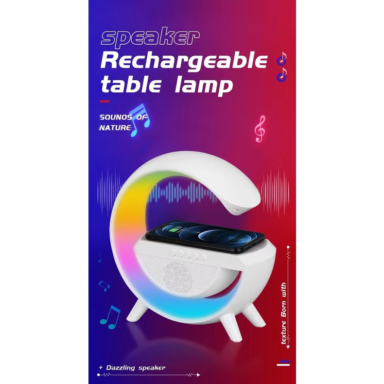 15W LED Atmosphere Light RGB Wireless Charger Bluetooth Speaker Table ...