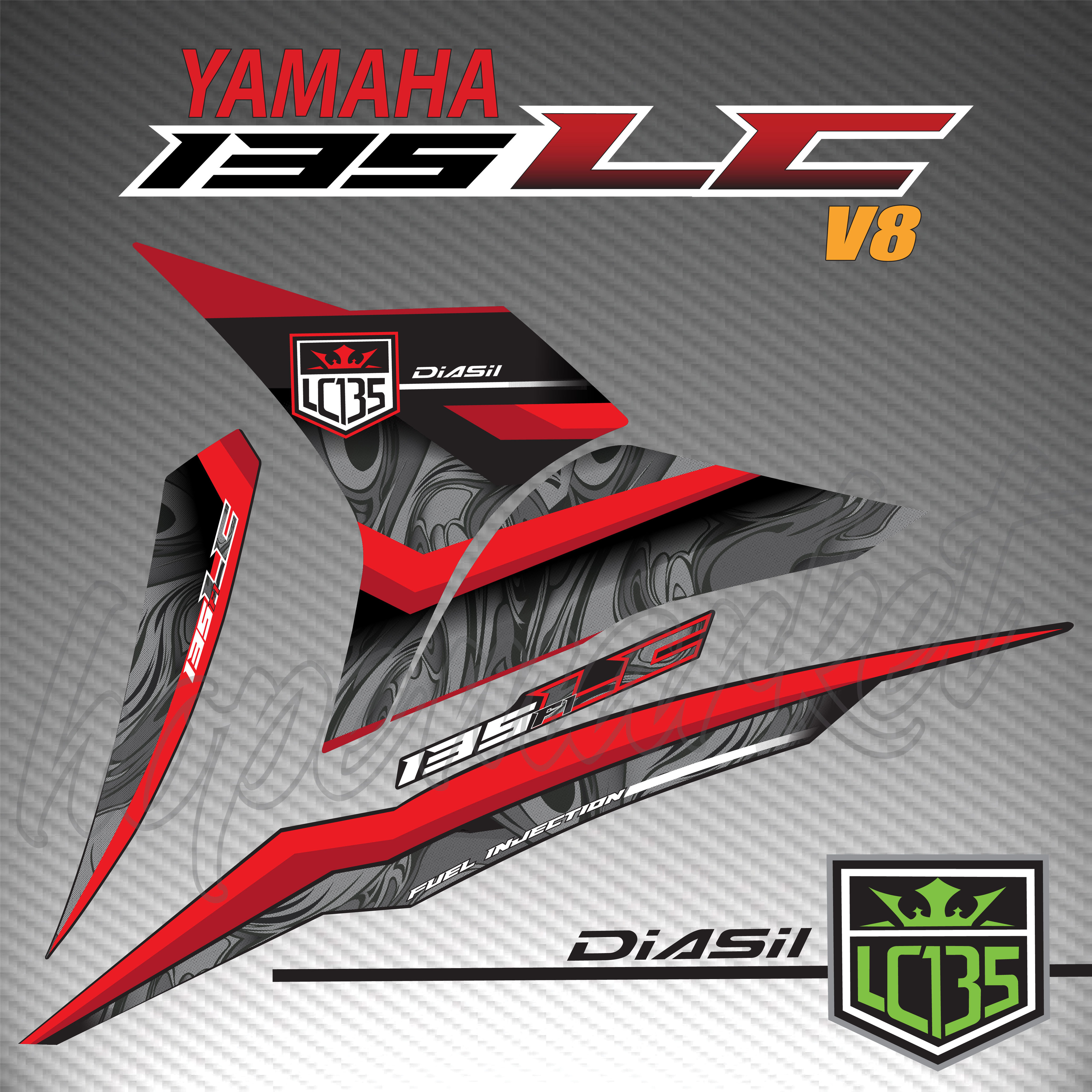 STRIPE MOTOR YAMAHA LC135 V8 (191) CUSTOM DESIGN BODY STICKER ( READY ...