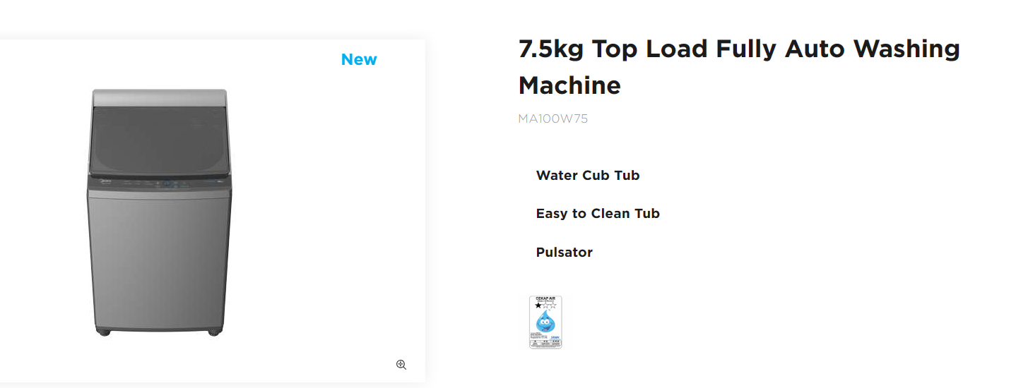 Khind Fully Auto Top Load Washer 7kg WM70A Grey | [FREE GIFT] Midea 7 ...