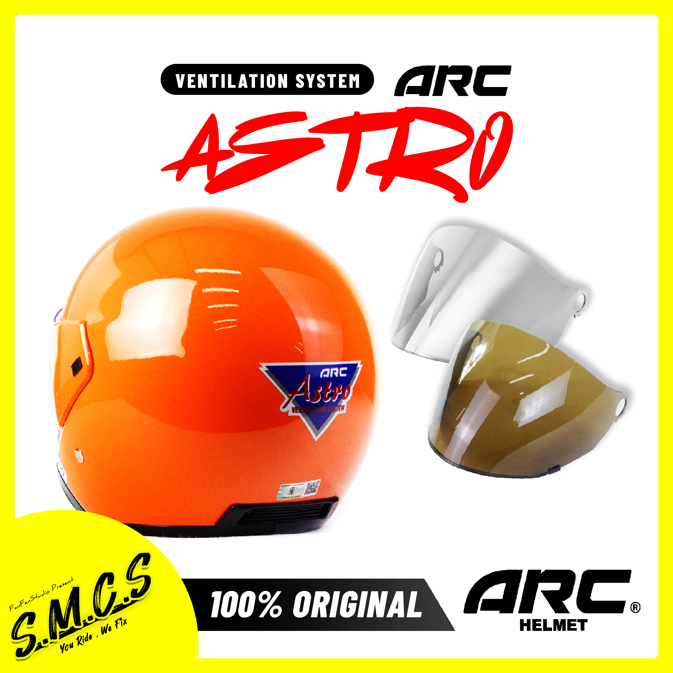 ARC Helmet Astro Black Visor With Rubber Feet [12 Colour] (100%Original ...