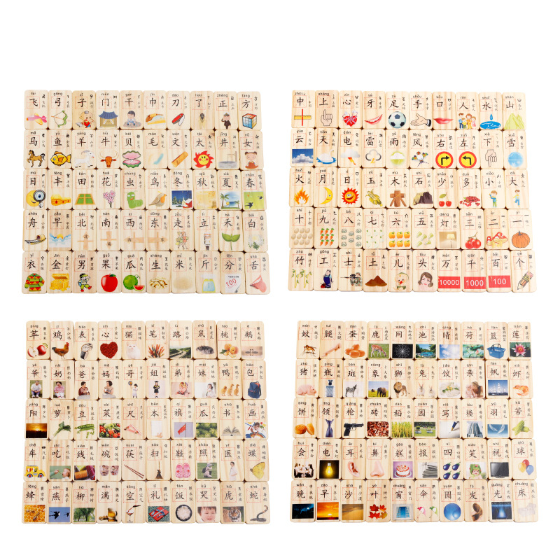 100 Pcs Mandarin Chinese Characters Domino Learning Educational Toy ...