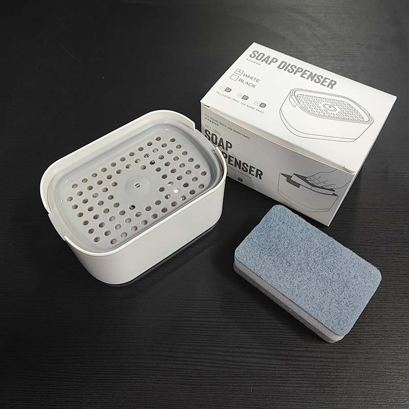 Kitchen Soap Dispenser Sponge Holder For Kitchen Sink Hand Press Sponge ...