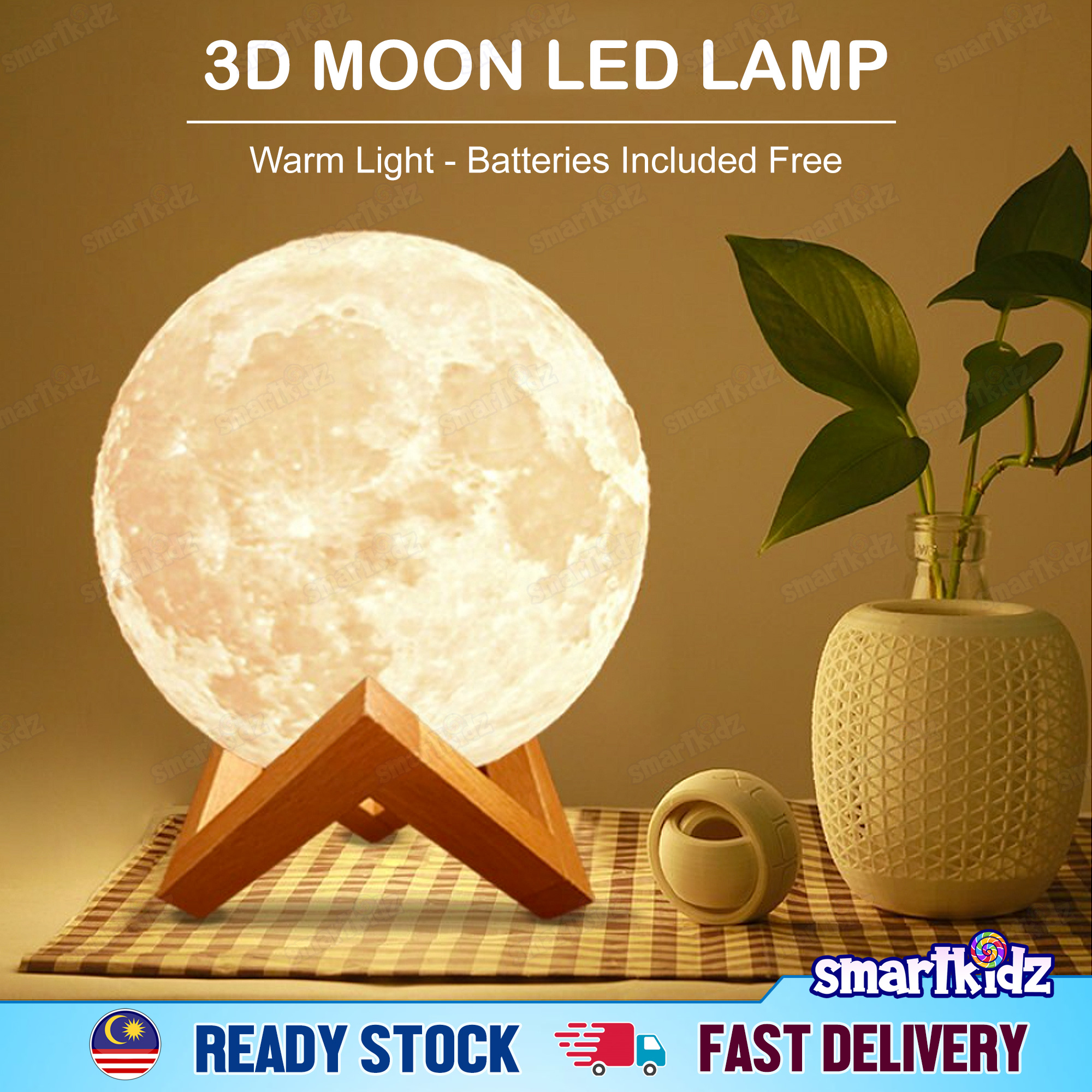 [1box] 8cm 3D LED Moon Light Lamp | Bulan LED | Lunar Light | Lamp ...