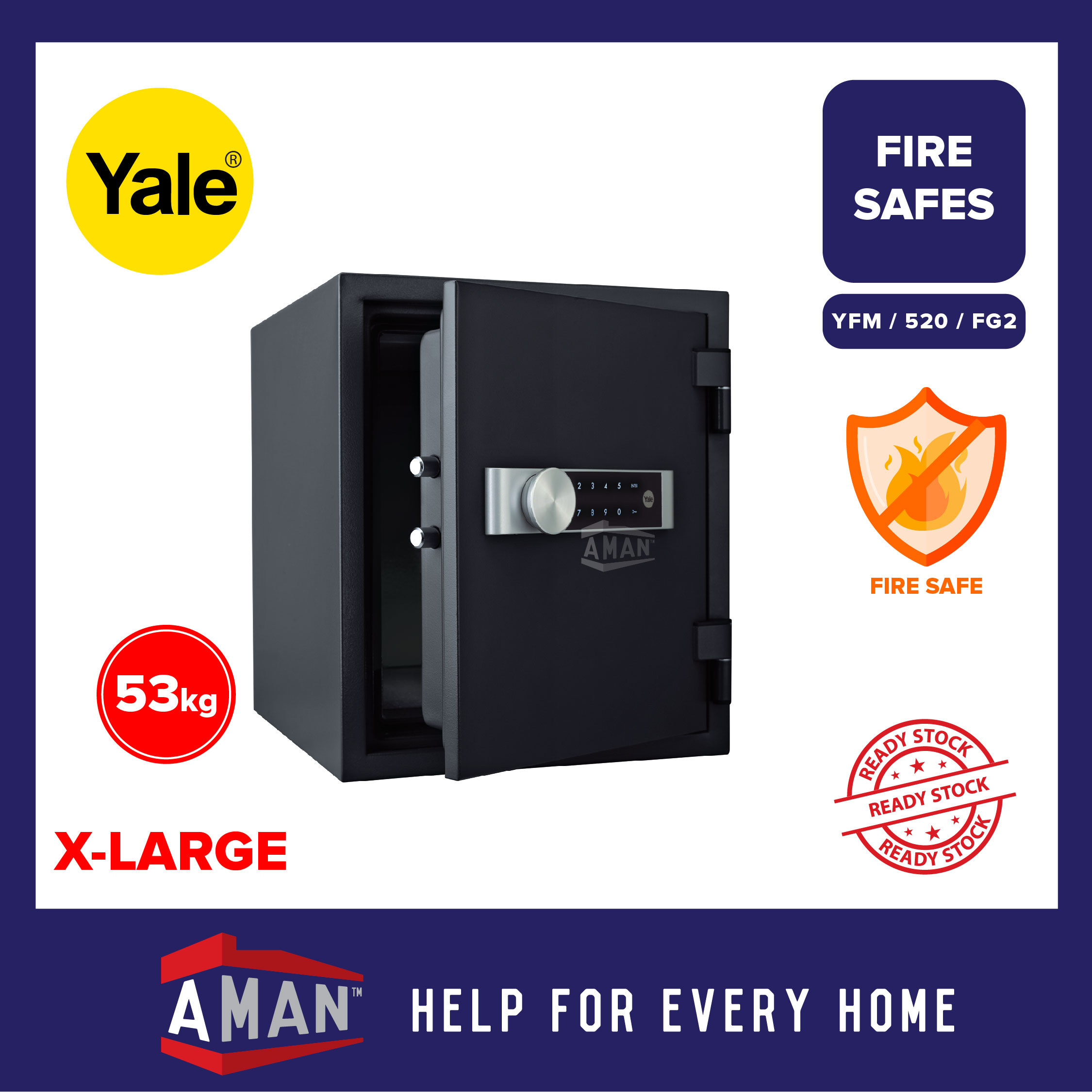 YALE Safe Box Document Fire Safe Electronic Digital XL Safety Box ...