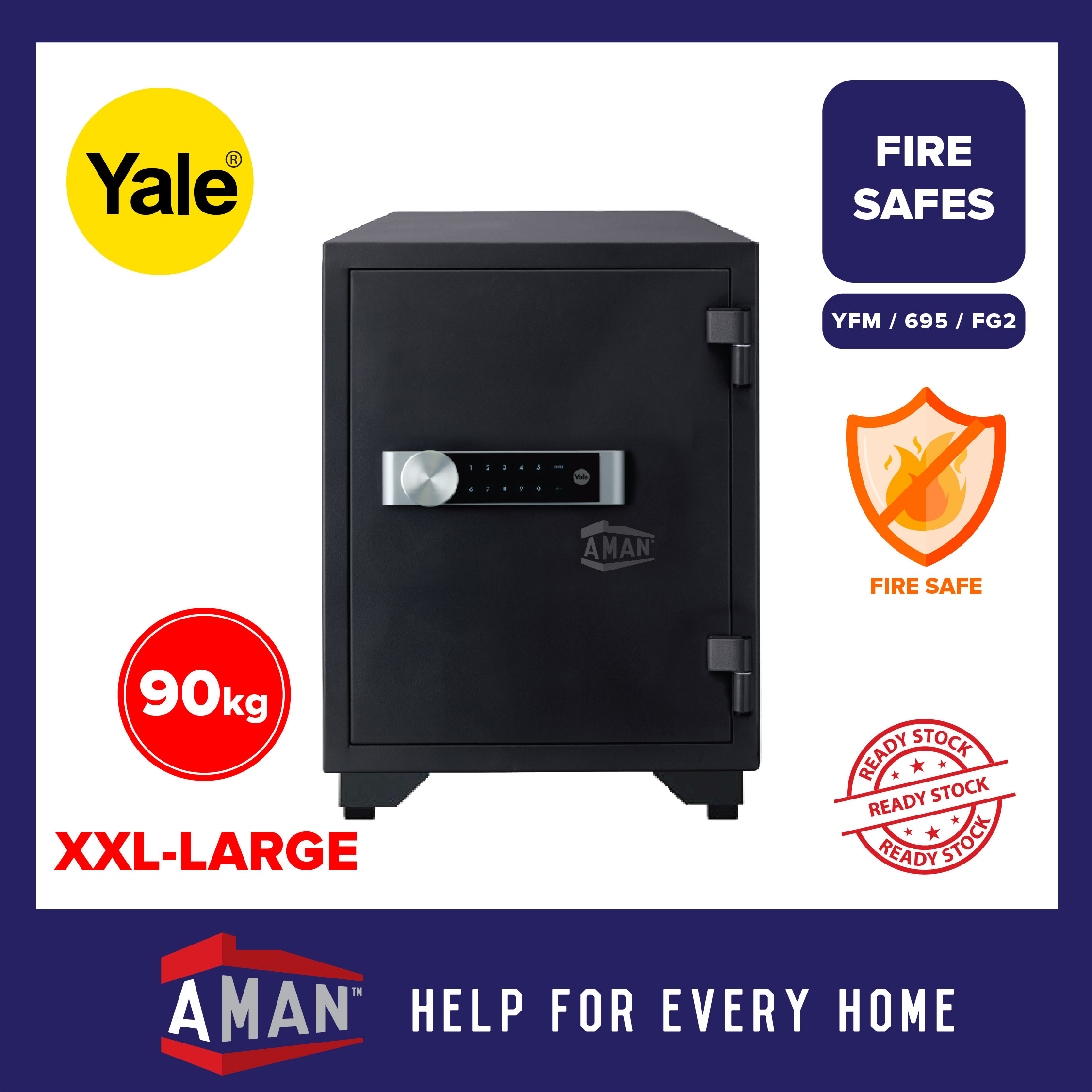 YALE Safe Box Document Fire Safe Fire Proof Electronic Digital Safety
