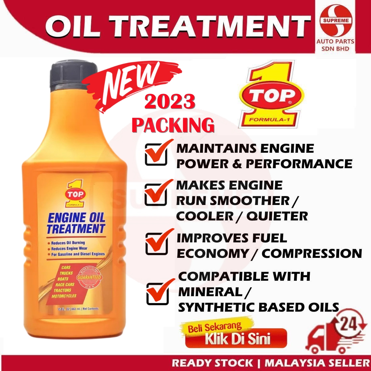 Engine Oil Treatment TOP 1 443ml For Car Truck Tractor Motorcycle ...