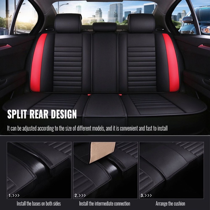 Universal Leather Car Seat Cover Full Set Seat Protector Cushion Kusyen