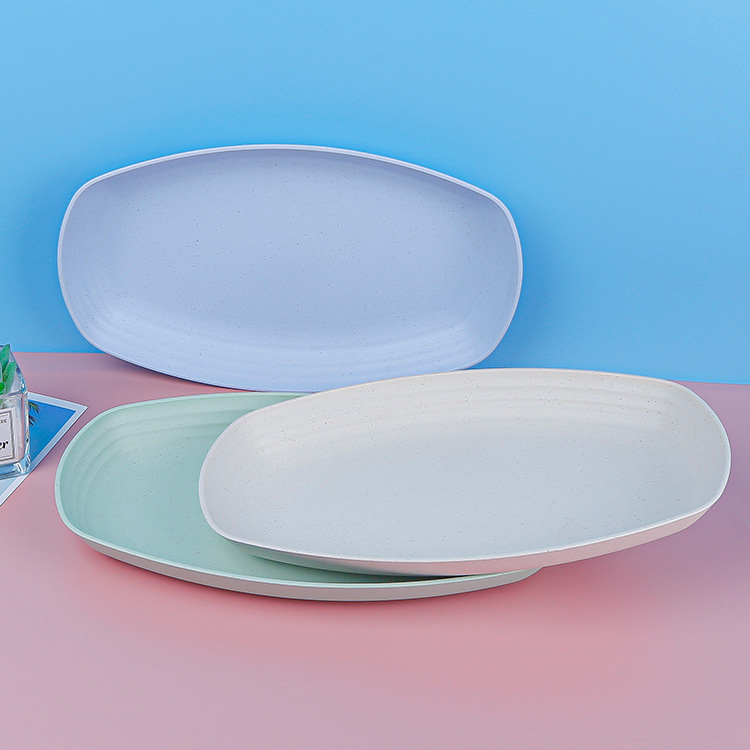 29cm Wheat Straw Colorful Tableware Bpa Free Rectangular Plate Dessert ...