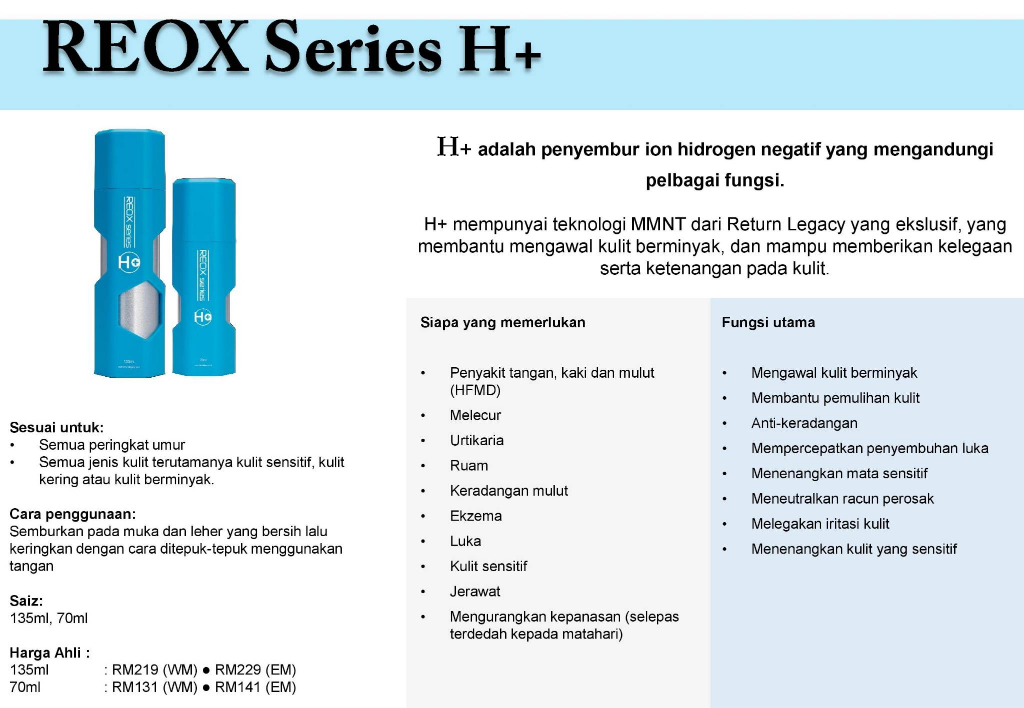 RETURNLEGACY 💯original 2° REOX Series H+ NEW 135ml hplus | Shopee Malaysia