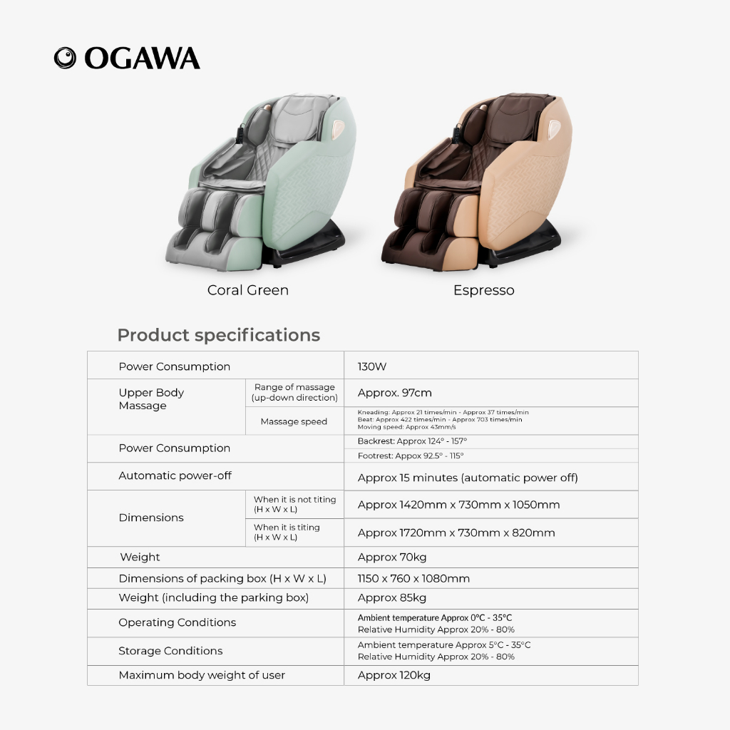 Ogawa imelody 2025 massage chair