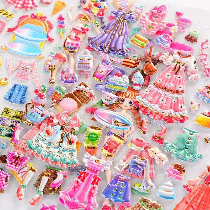 3D Scenes Puffy Dress Up Sticker Bubble Change Clothes Sticker ...