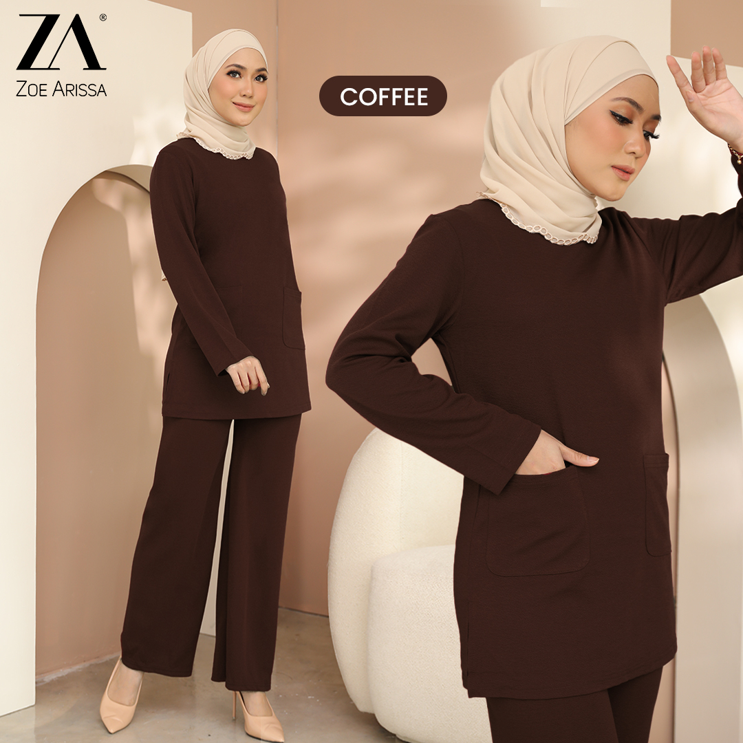 ZOE ARISAH Cotton Ironless Muslimah Warda Set Baju Seluar Murah Plain ...