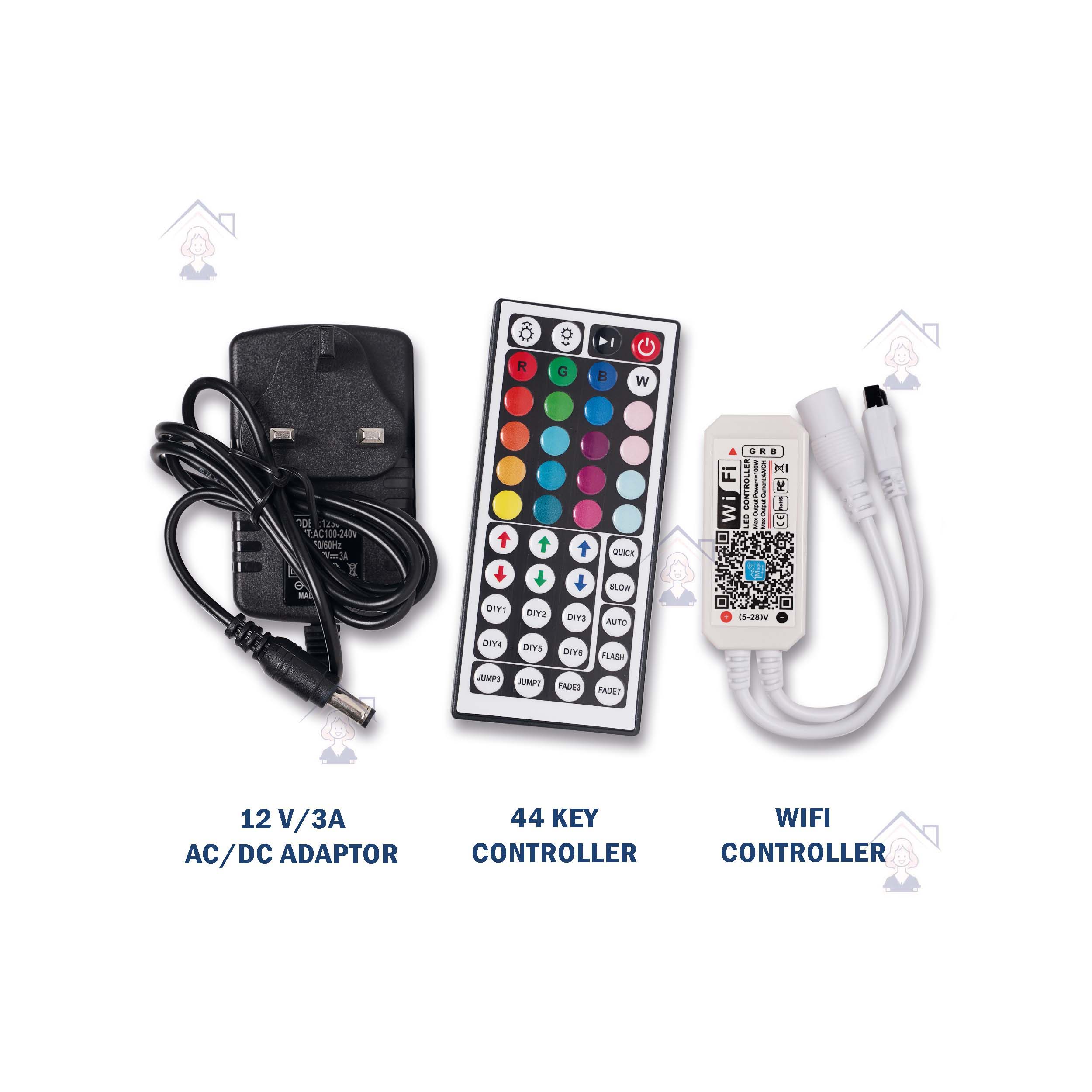 LED Light Strip RGB Accessories DC12V 3A 5A Plug 44 key Remote ...