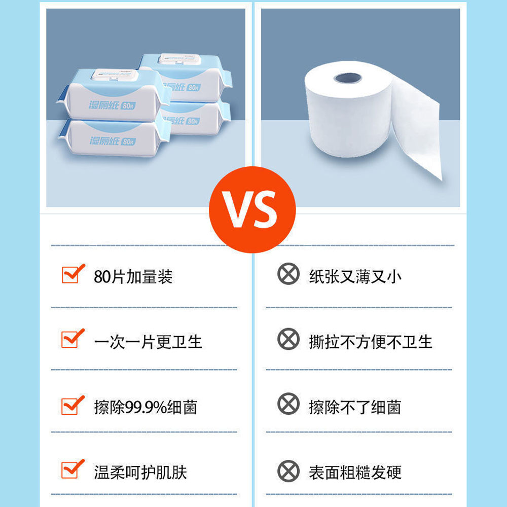 80pcs Moist Toilet Paper Can Direct Flush Toilet Paper Wipes Portable ...