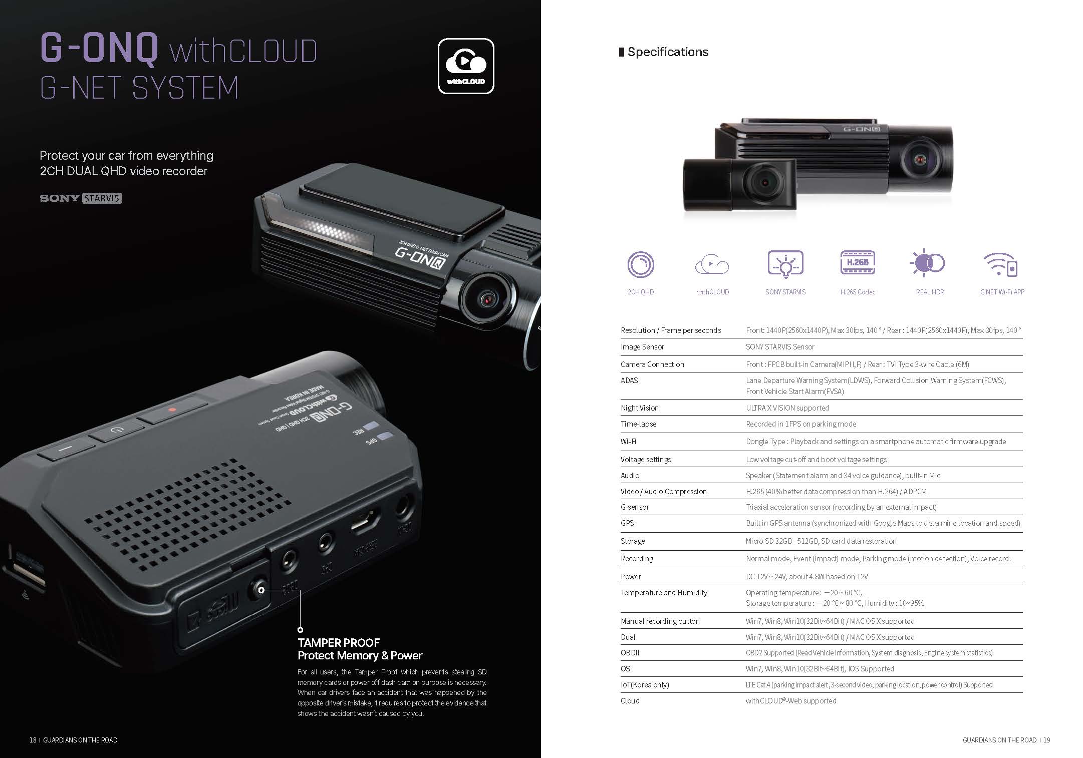 GNet G-ONQ 1440P QHD|QHD 2CH Premium Car Dashcam Full Set - Front ...