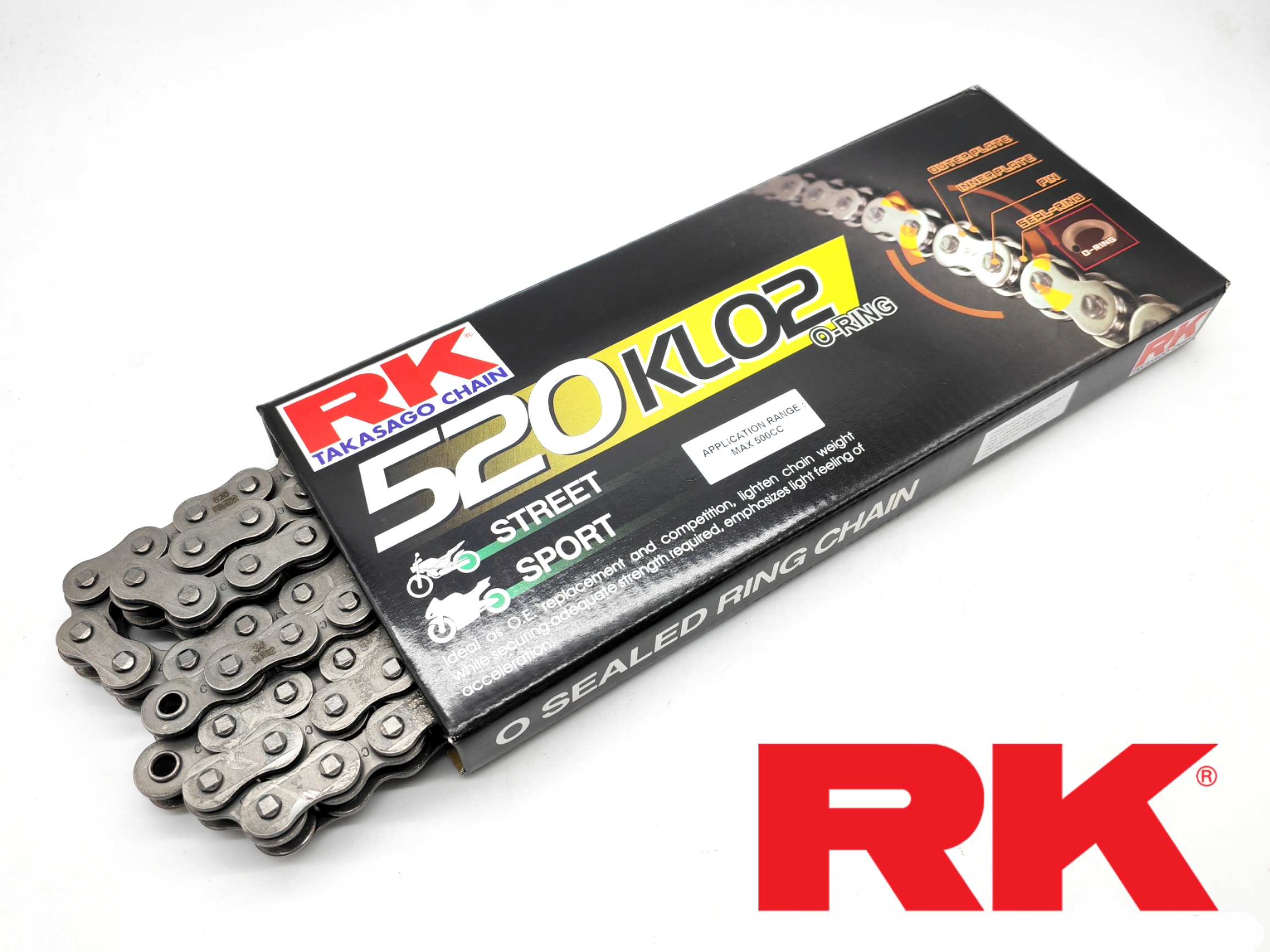 RK Sprocket Set Honda CBR250 RK520 KLO2 O-Ring Rivet Black / Gold Chain ...