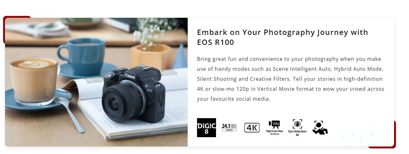 Canon EOS R100 Mirrorless Camera with 18-45mm Lens ,R100 BODY Only ...