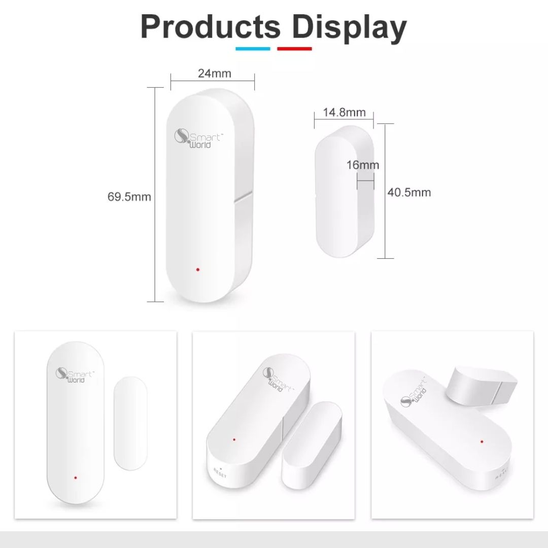TUYA SMART WORLD ZigBee Door Sensor Alarm Wireless Magnetic Window Open ...