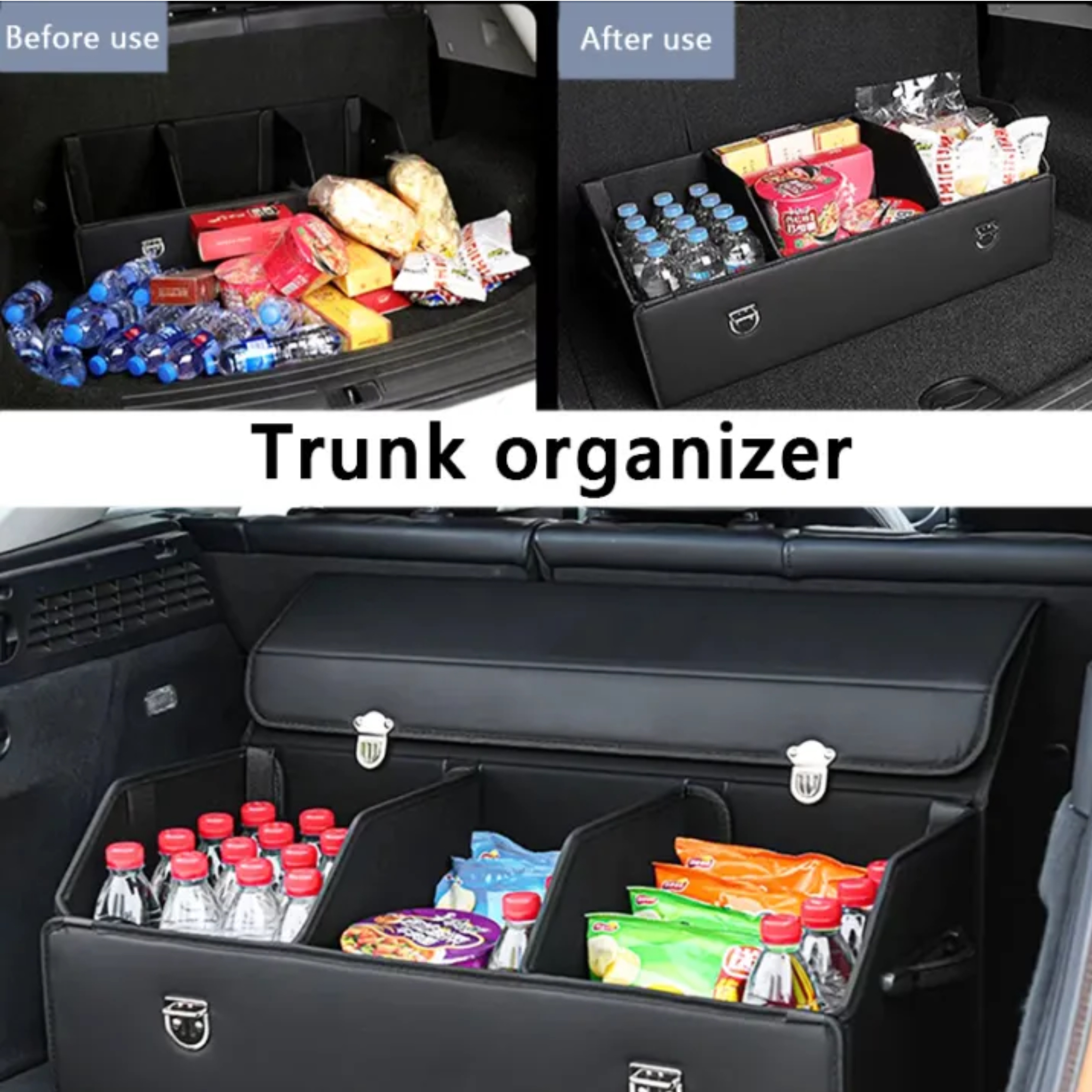 Luxury//Car Trunk Storage Box Multipurpose Collapsible Organizer Car