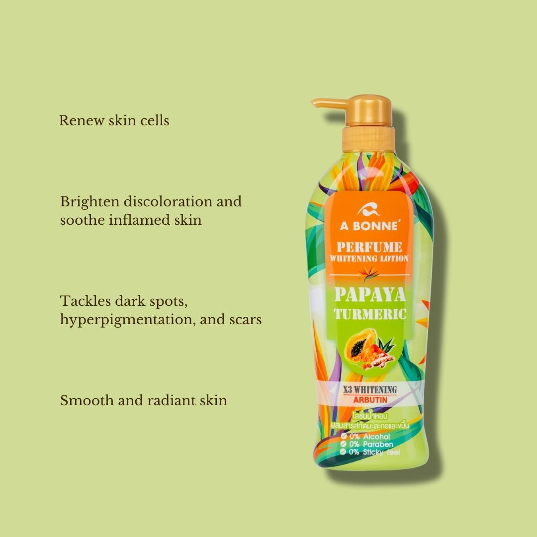 A Bonne Papaya Turmeric Perfume Whitening Lotion Reduce Acne & Scar