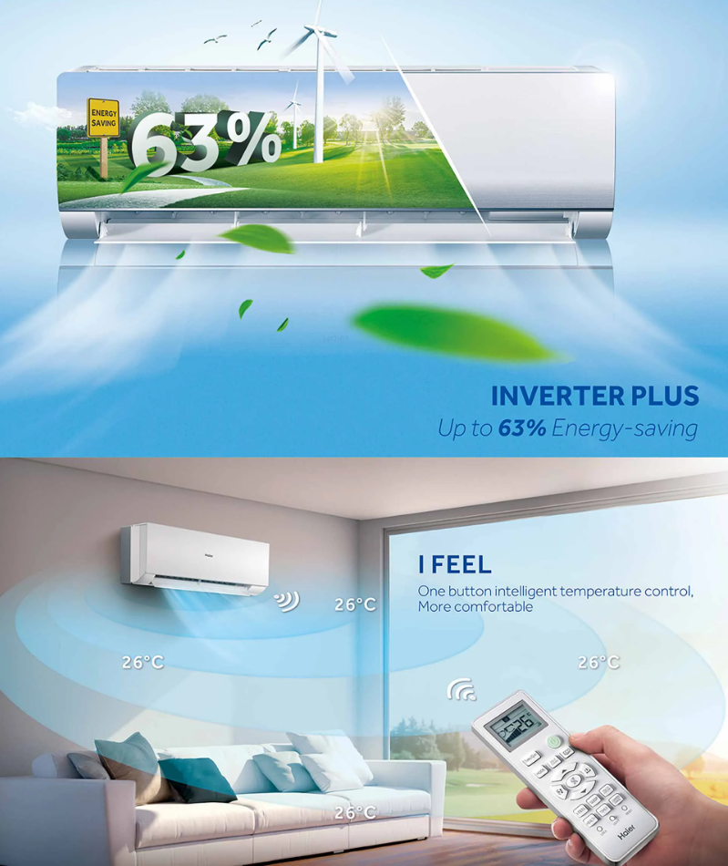 HAIER 1hp 1.5hp 2hp 2.5hp Inverter Plus Air Conditioner | Energy Saving ...
